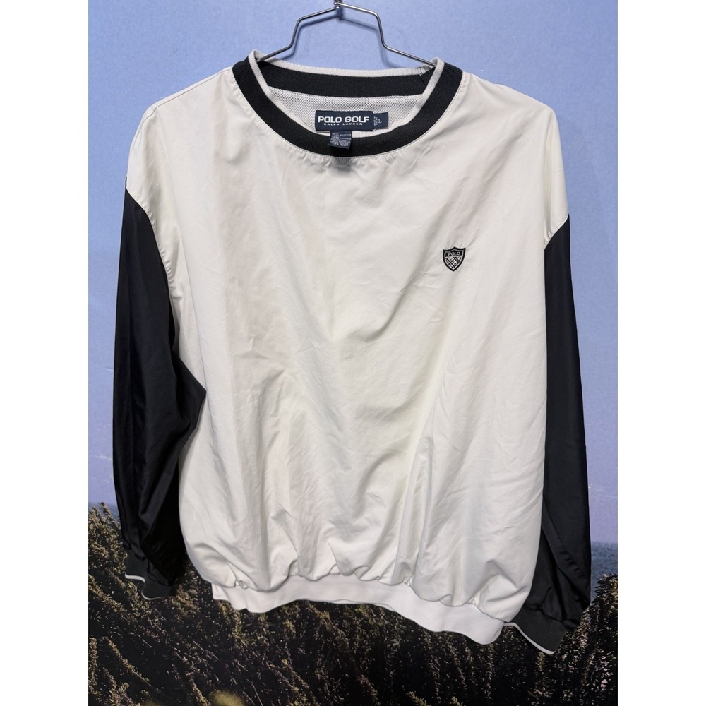 90s Polo‎ Golf Ralph Lauren Windbreaker  Two Toned  Pullover Black White